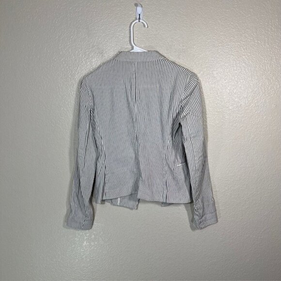 Theory Blazer Womens 0 Open Front Jacket Lanai White Striped Career - Picture 6 of 7